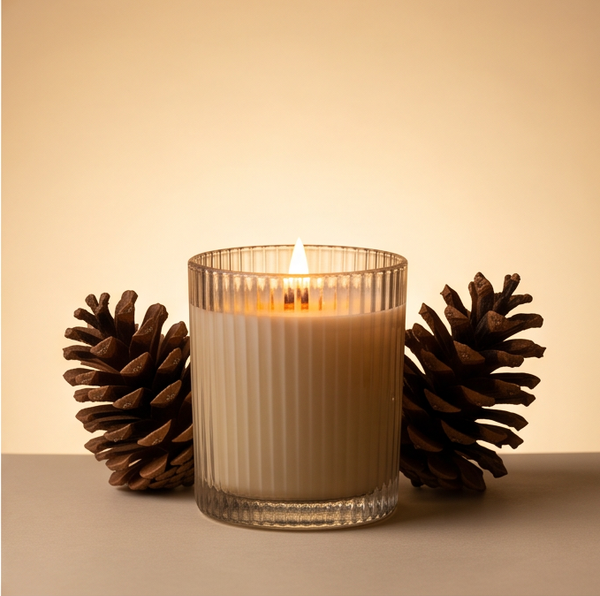 Holiday Ribbed Glass Candles