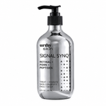 A 9 fl oz silver pump bottle of urthy skin Signal Synq Retinal + PDRN + Peptides serum, shown on a clean white background.